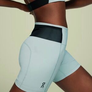 On Running Women's Sky Blue and Black Bike Shorts
